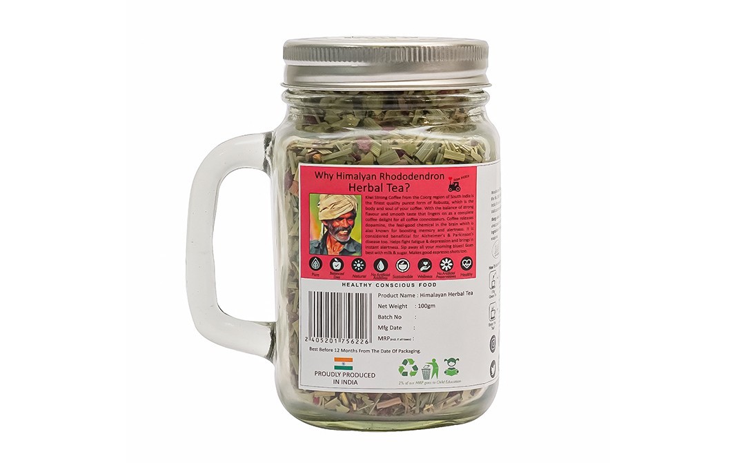 Kiwi Kisan Window Rhododendron Himalayan Herbal Tea   Glass Jar  100 grams